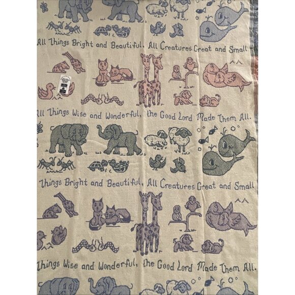 NWT Vintage‎ MMW 1993 Animal Motif Woven Throw All Things Bright & Beautiful 47” - Picture 9 of 11